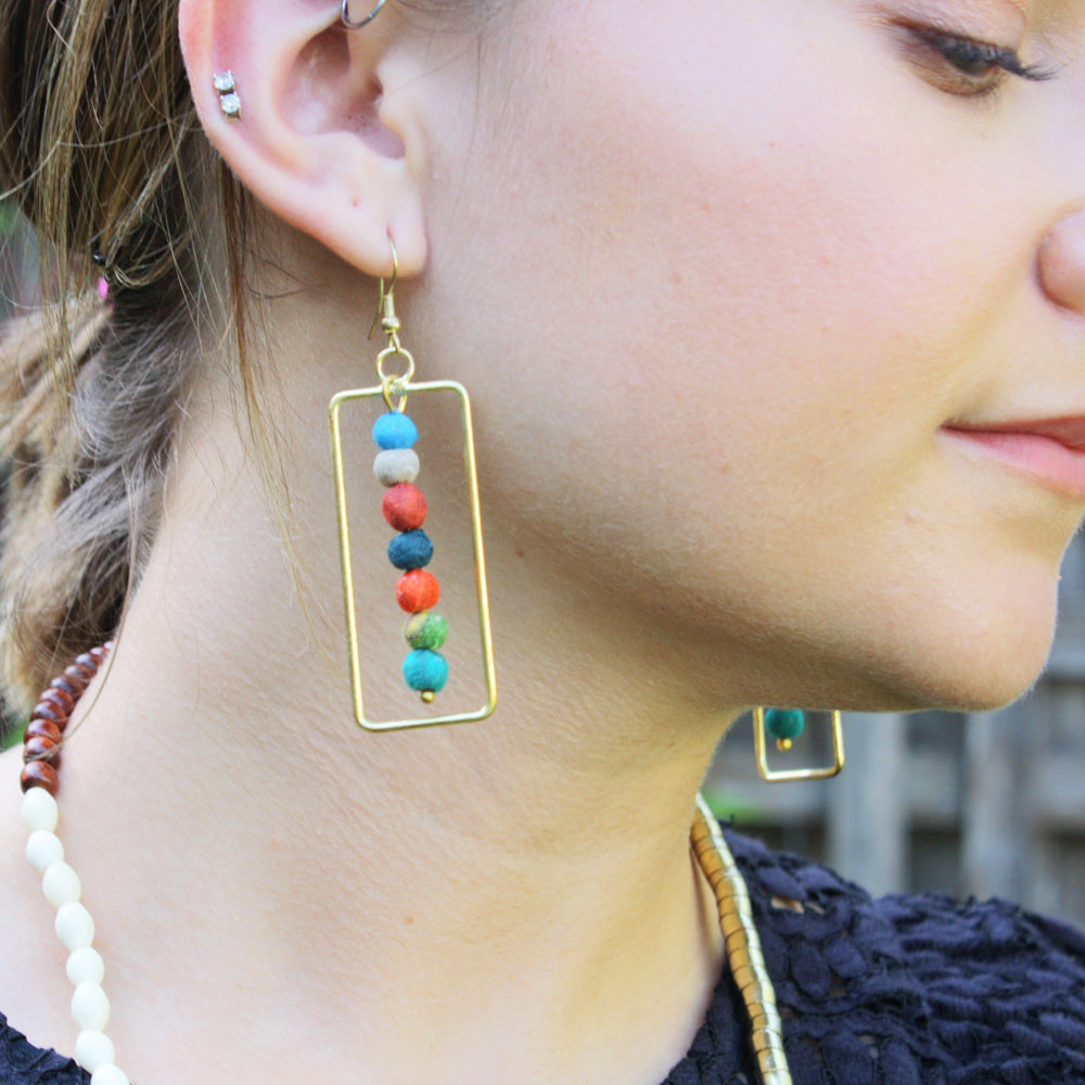 Framed Kantha Earring