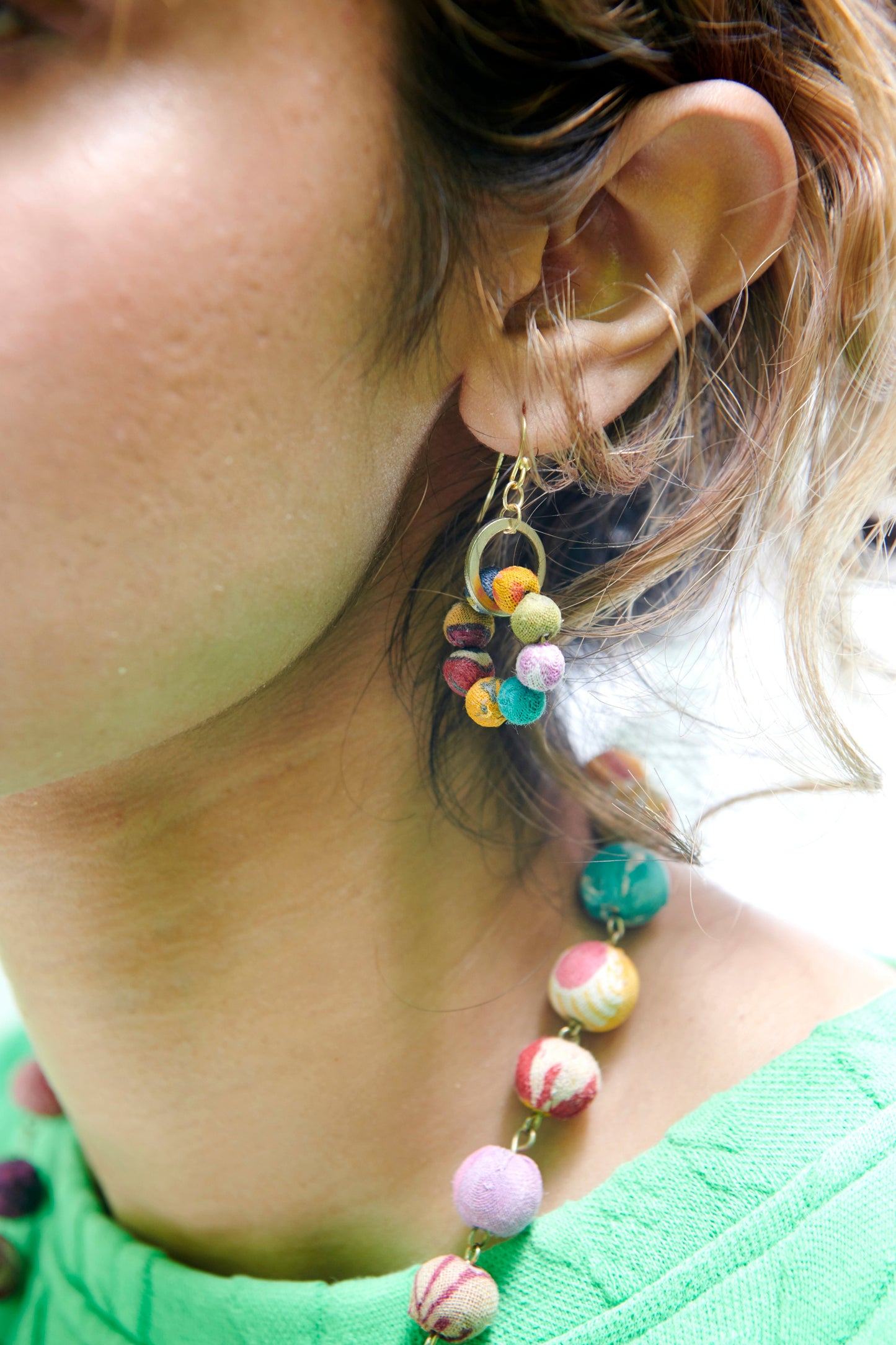 Kantha Circle Circle dot dot earring