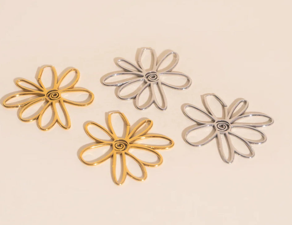 Jumbo floral huggie earring