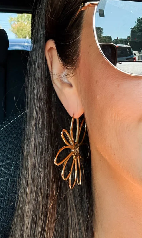 Jumbo floral huggie earring