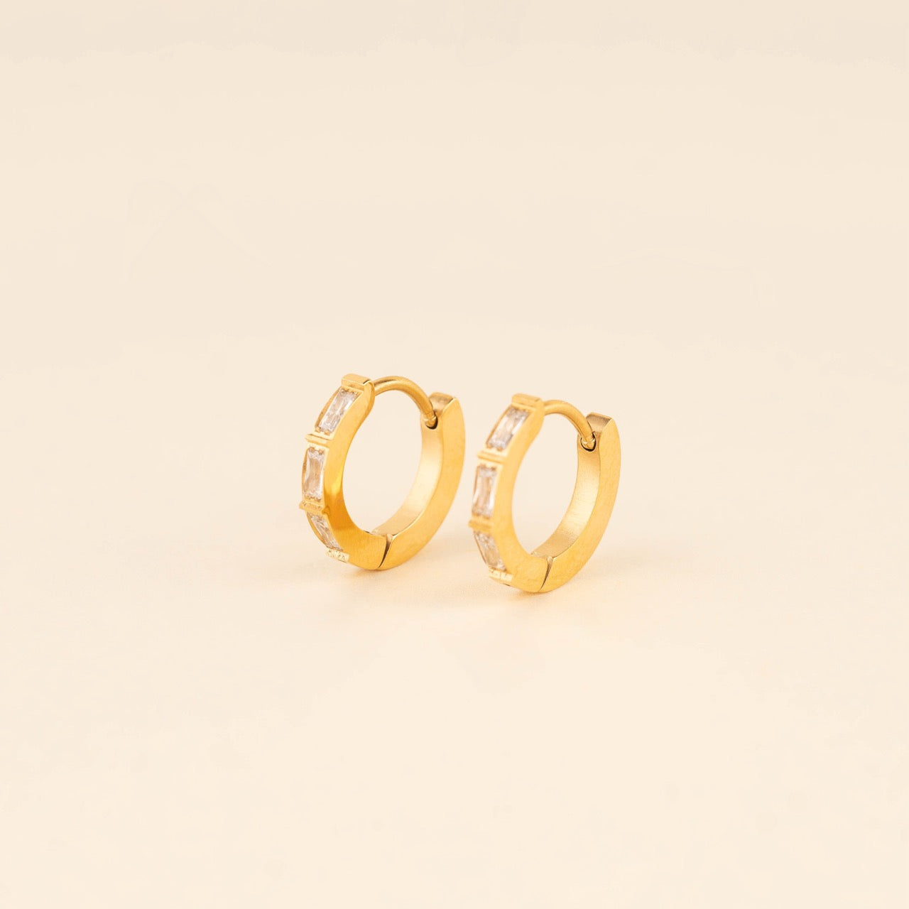 Crystal huggie hoops