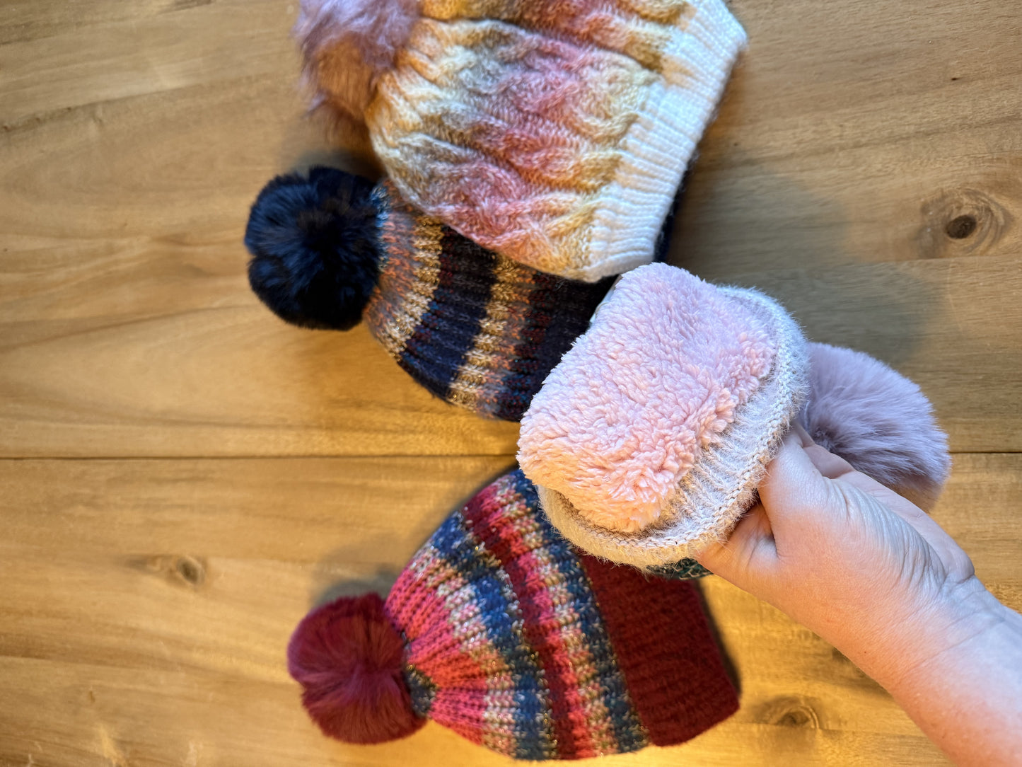 Winter plushy lined hats