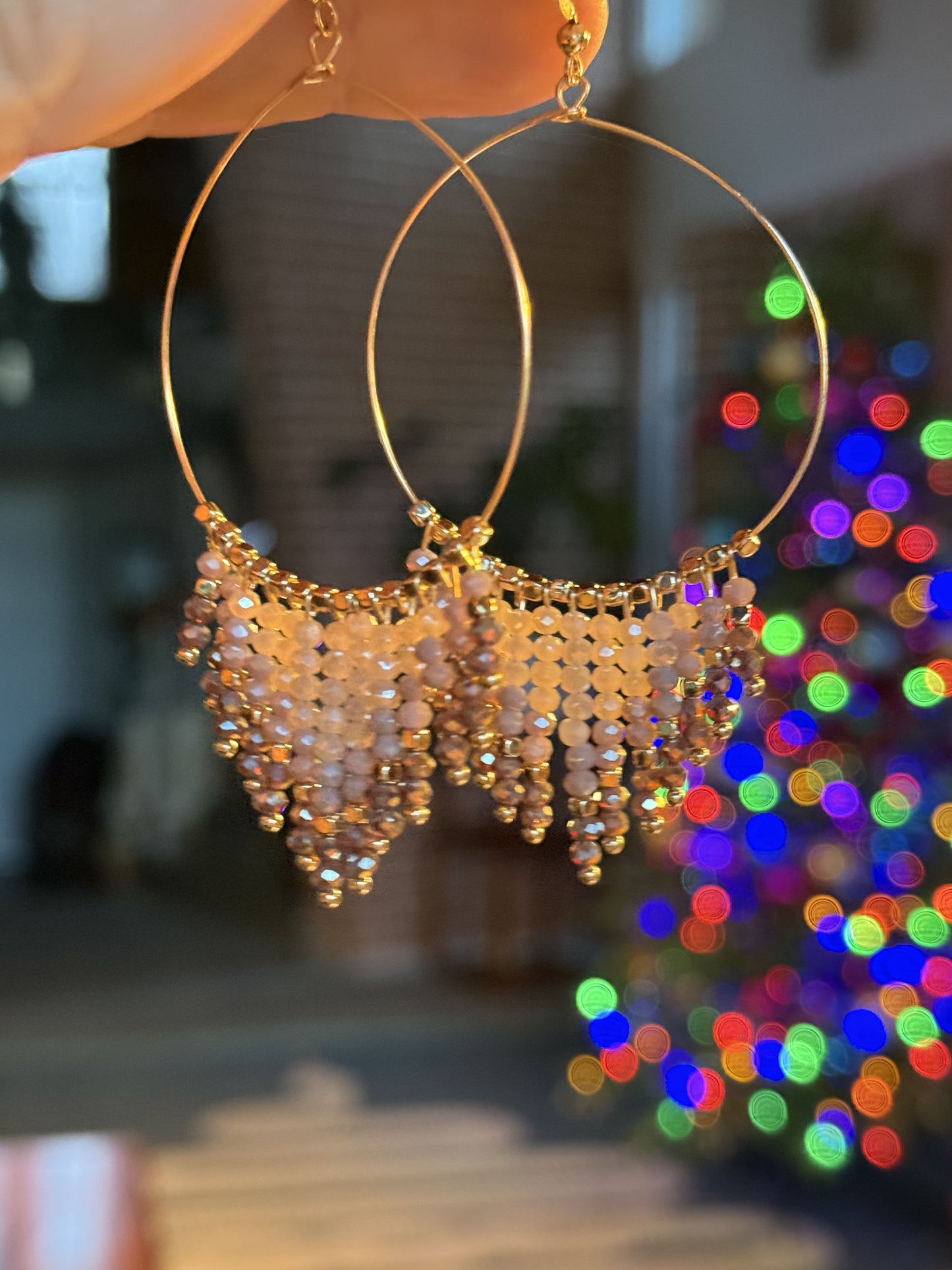 Shimmer beaded hoops