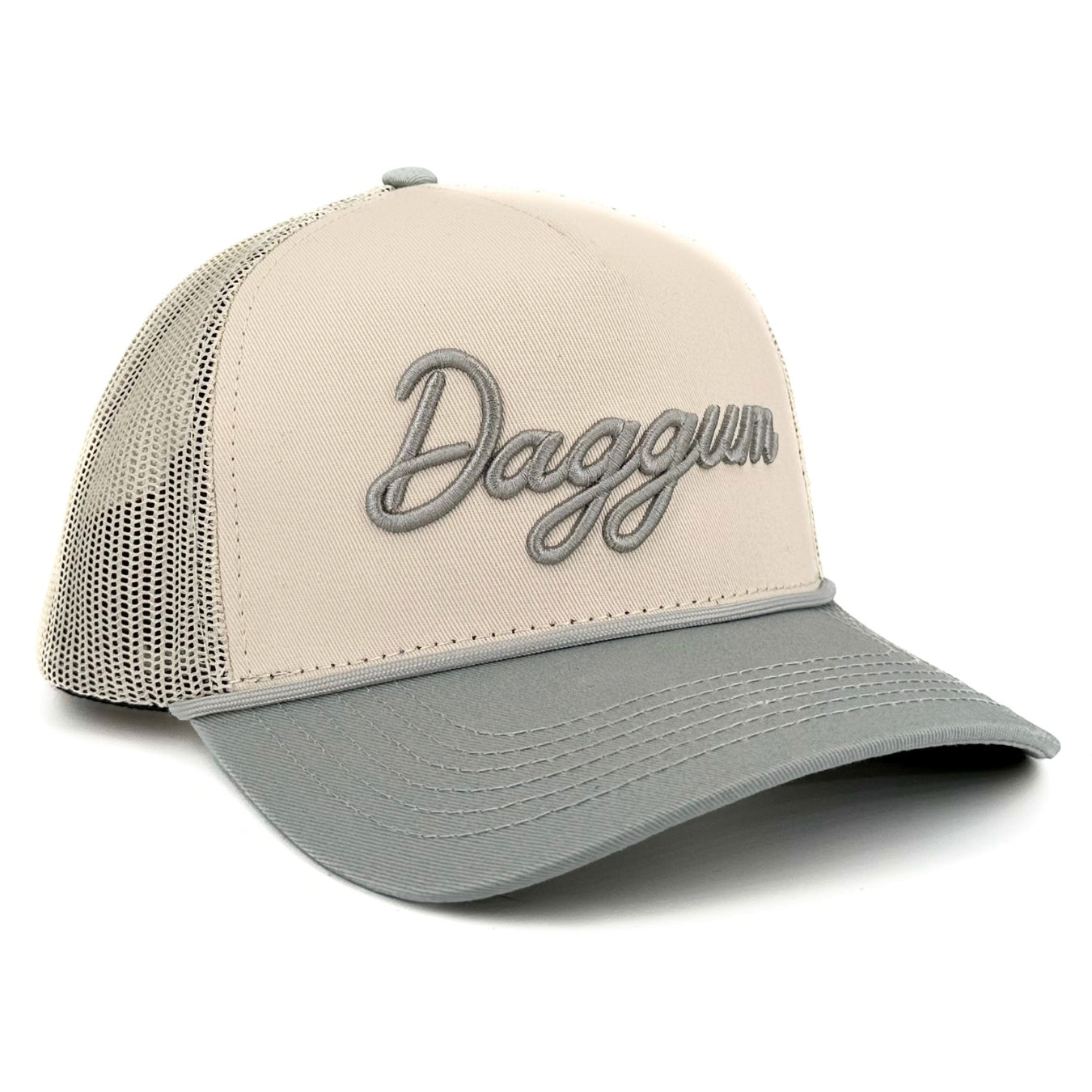 Daggum Trucker hat in Natural and Gray