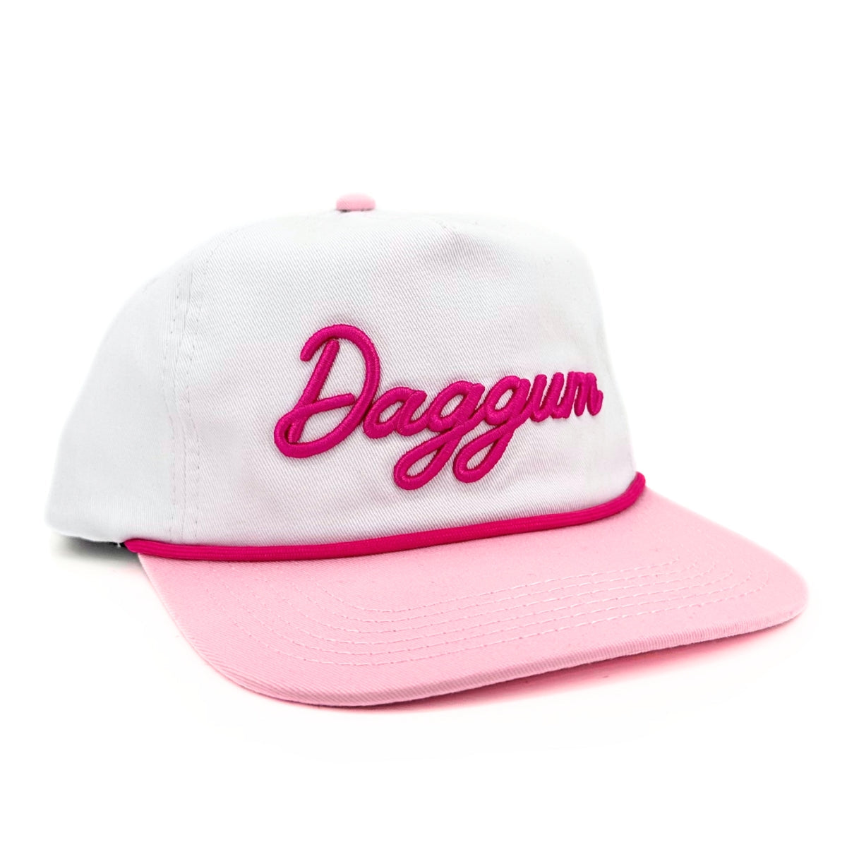 Daggum Canvas hat in Pink and White