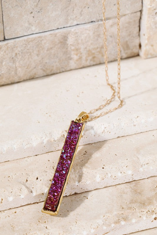 Long druzy stone necklace