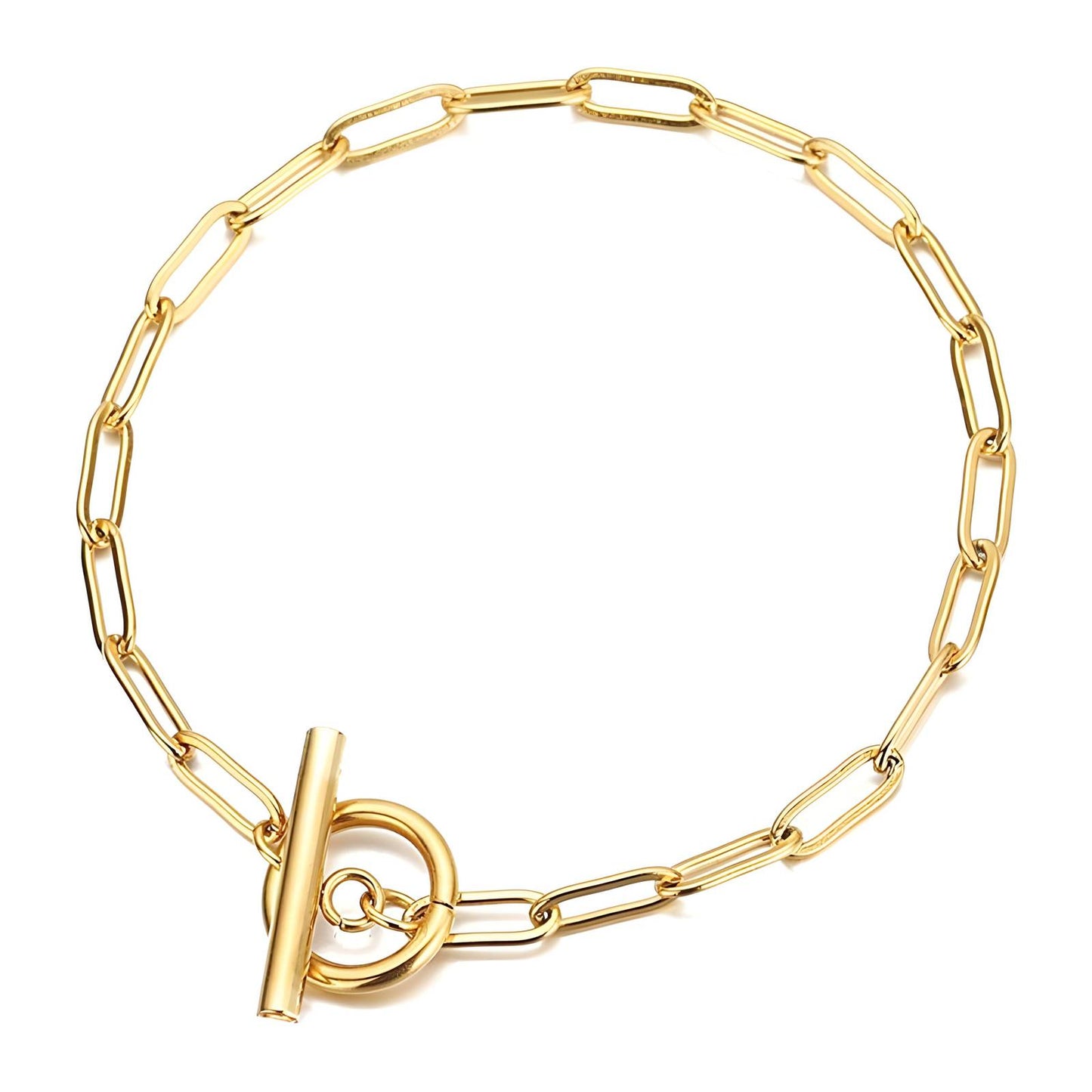 Paperclip Toggle Bracelet in Silver and Gold