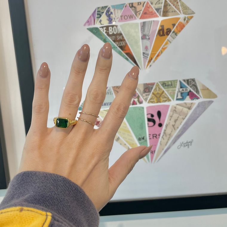Braided Emerald Gem Ring