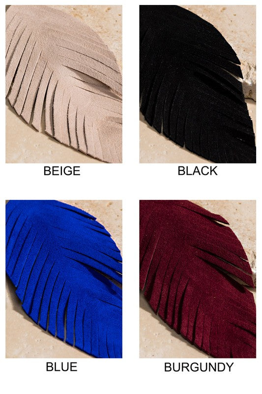 Leather feather earrings