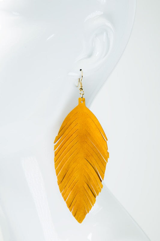 Leather feather earrings