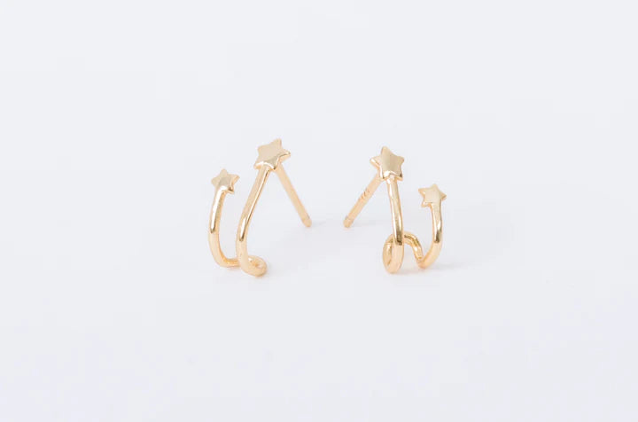 Shooting Star Studs. Silver and Gold
