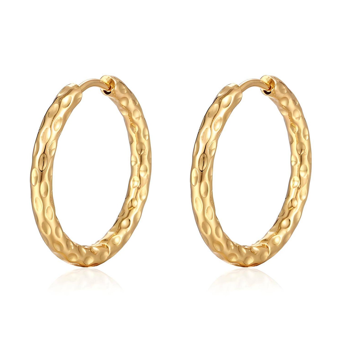 Midsized Textured huggie hoop in Gold and Silver