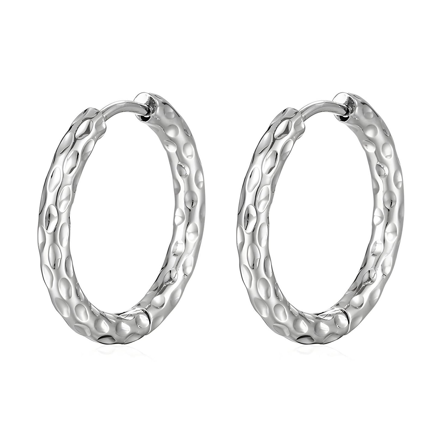 Midsized Textured huggie hoop in Gold and Silver