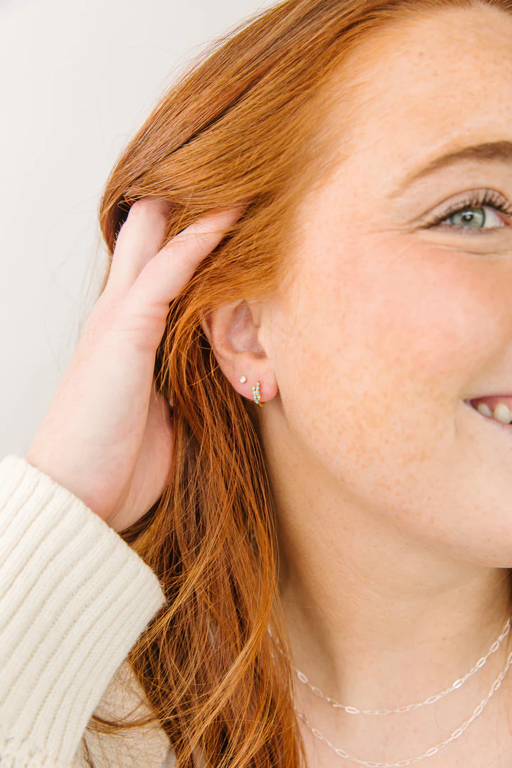 Turquoise wrap Huggie. Silver and Gold!