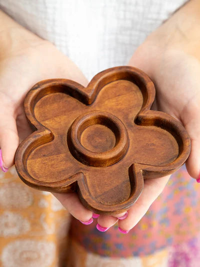 Carved wood trinket dish