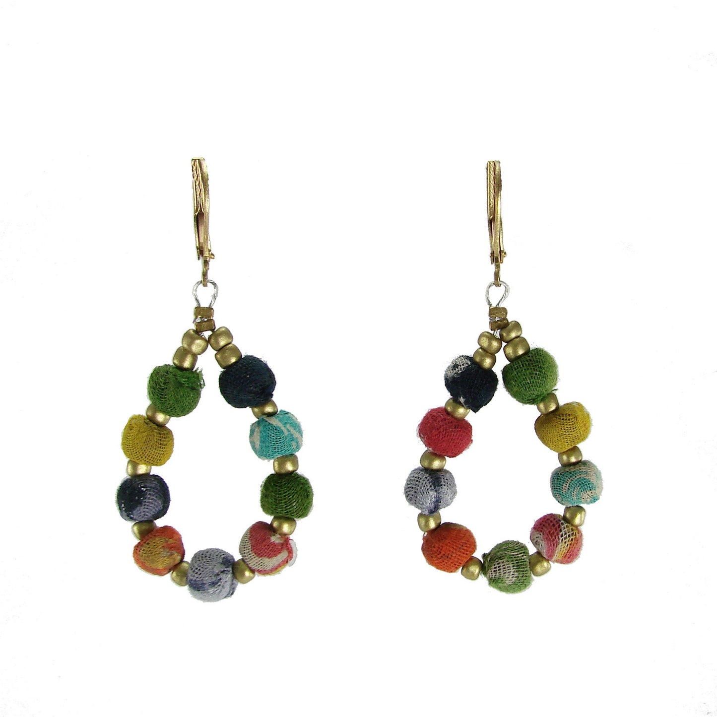 Kantha Beaded Teardrop Earrings