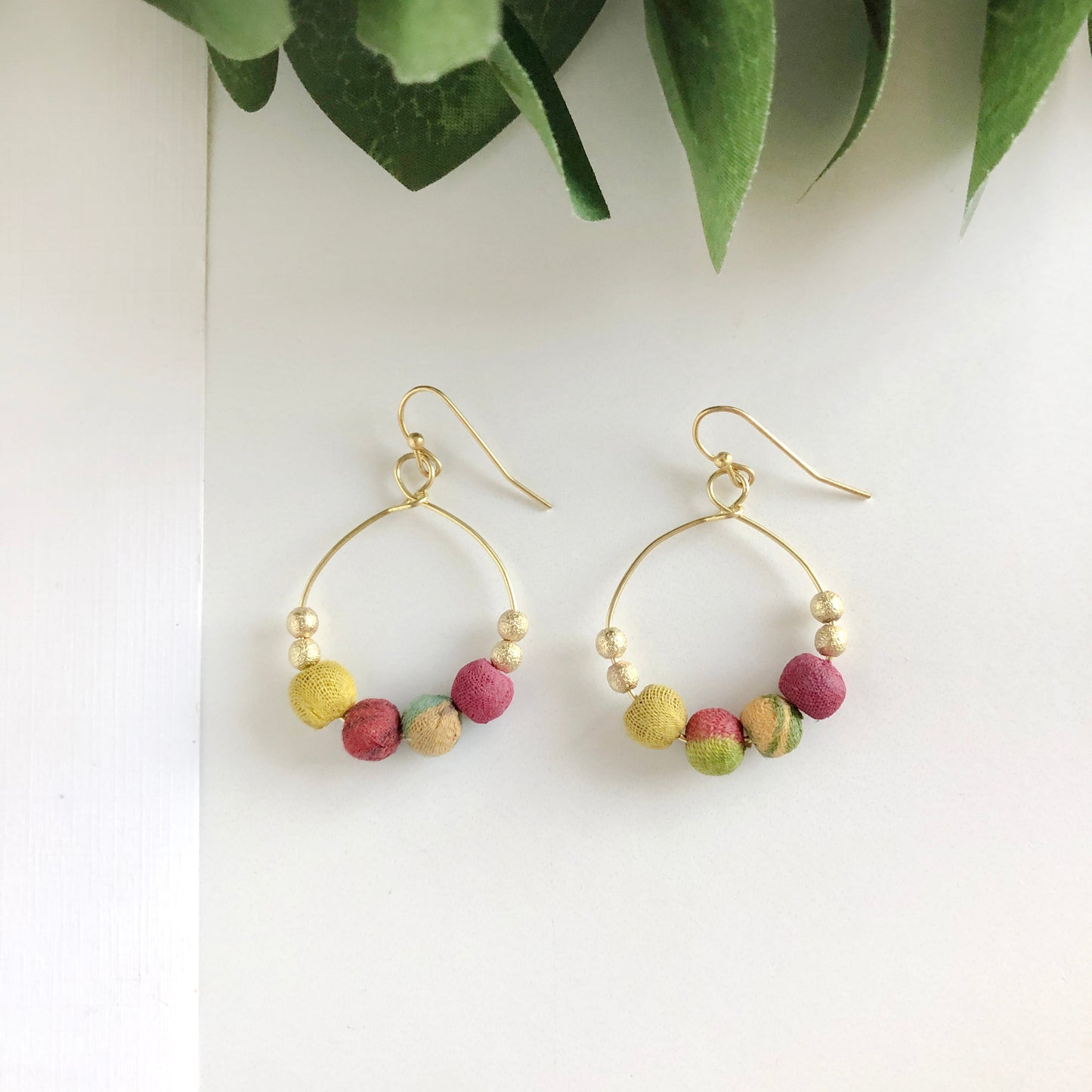 Kantha Petite Gilded Hoops