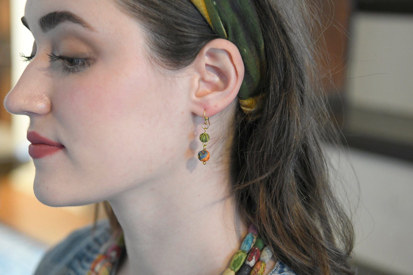 Kantha Double drop Earring