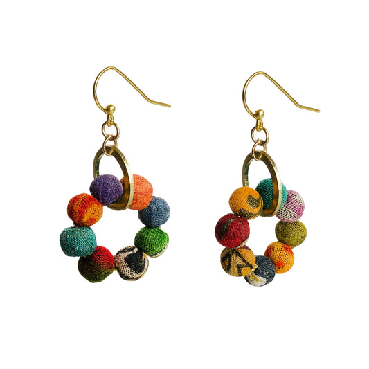 Kantha Circle Circle dot dot earring