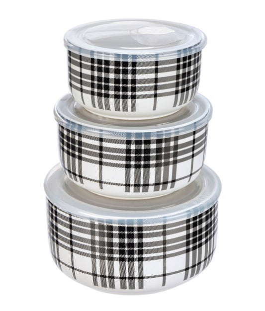 Plaid stoneware set