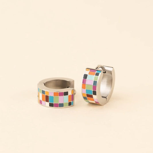 Rainbow Checkered Chunky huggie