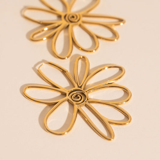 Jumbo floral huggie earring