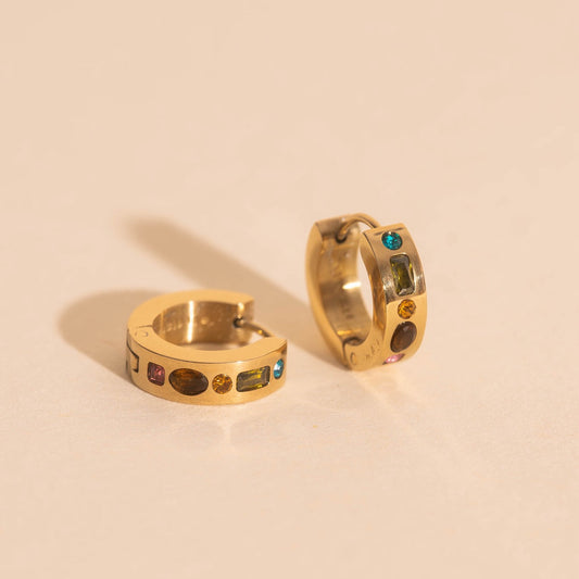 Gemstone Chunky Huggie hoop