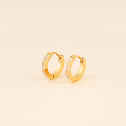 Crystal huggie hoops