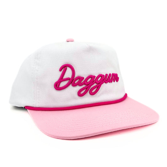 Daggum Canvas hat in Pink and White