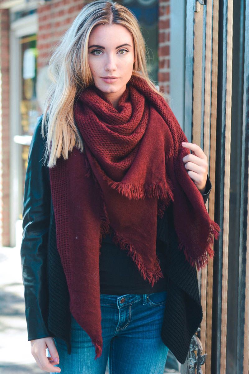 Waffle Fringe Scarf