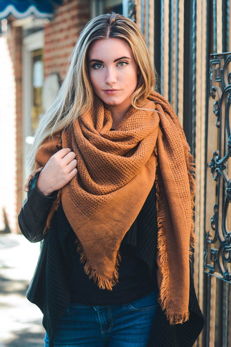 Waffle Fringe Scarf