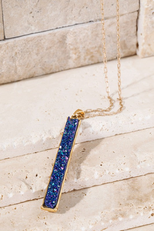 Long druzy stone necklace