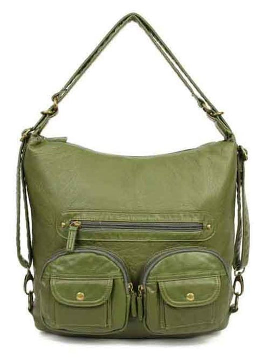 Convertible Crossbody Backpack - Army Green