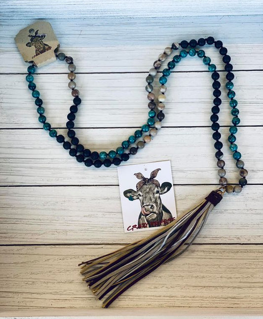 Dark Moody Long Tassel Necklace