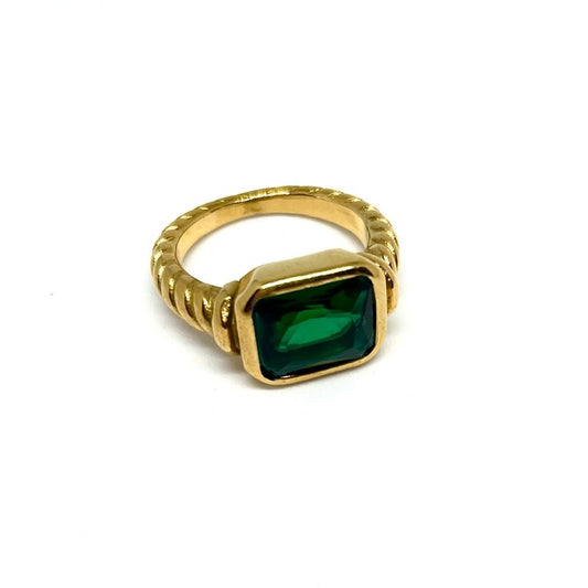 Braided Emerald Gem Ring