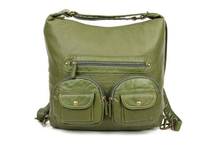 Convertible Crossbody Backpack - Army Green