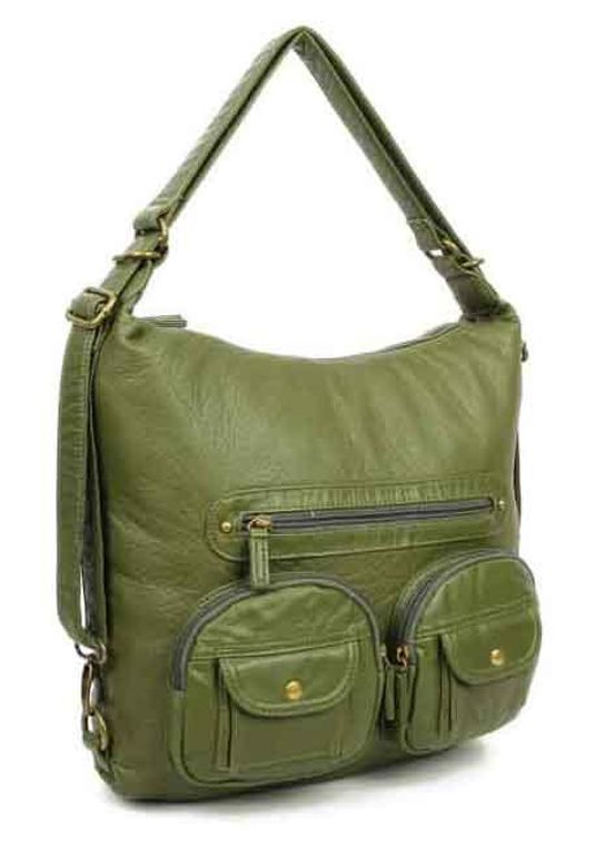 Convertible Crossbody Backpack - Army Green